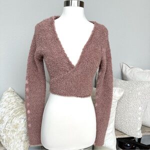 SKIMS Cozy Knit Crop Wrap Top S/M